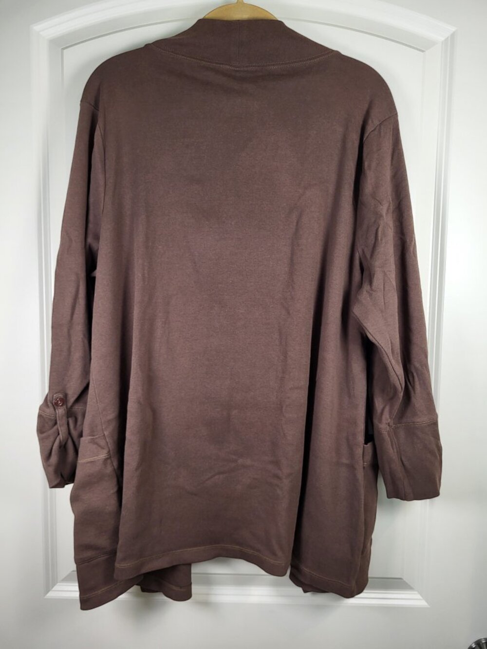 Kim Rogers Plus Size Brown Open-Front Cotton Cardigan 2X - Picture 9 of 10